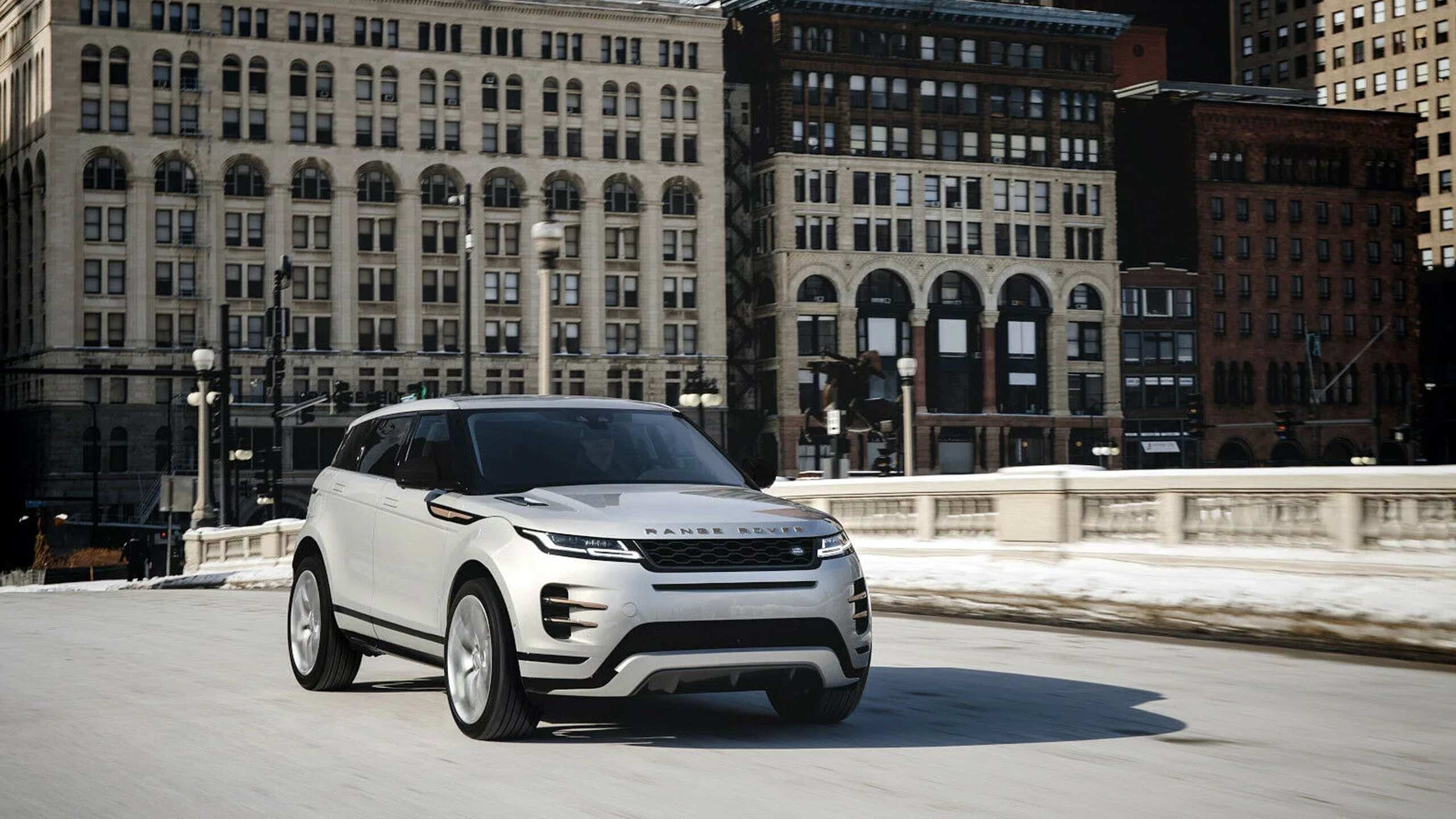 Range Rover running on city road